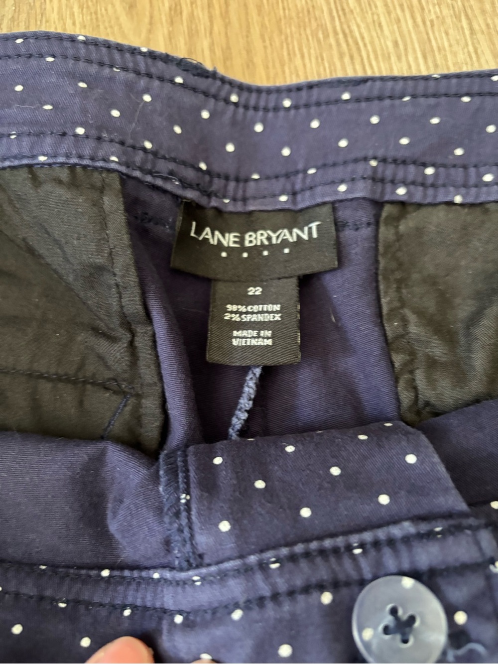 Lane Bryant Navy with White Polka Dot Shorts - Picture 2 of 3